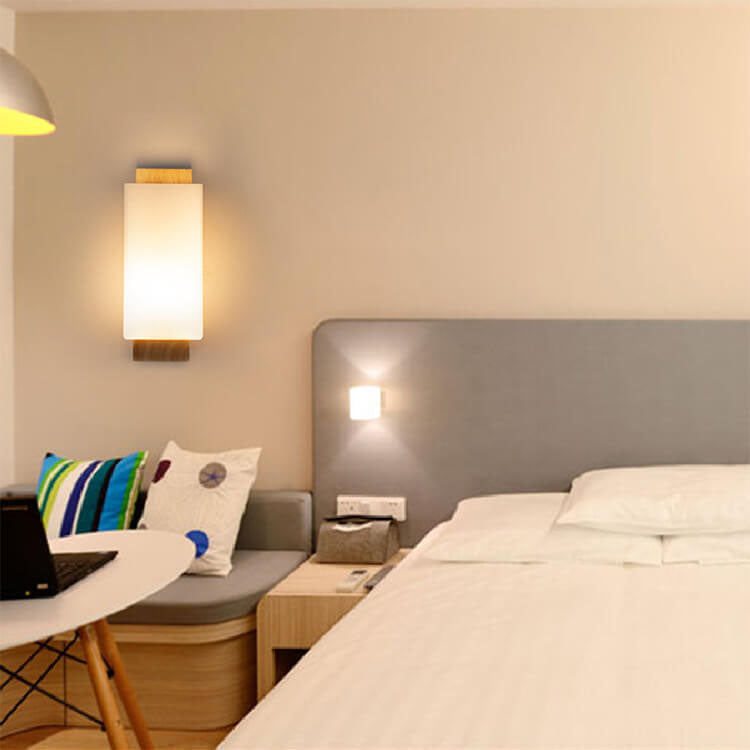 Modern Minimalist Solid Wood and Glass Wall Sconce Lamp