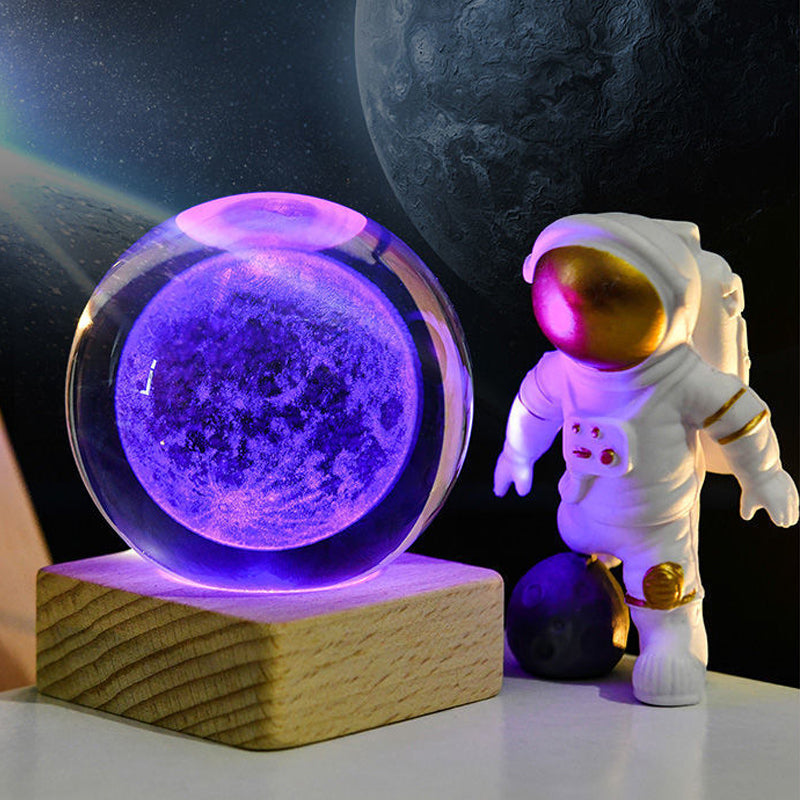 3D Galaxy Crystal Ball Night Light with LED Base