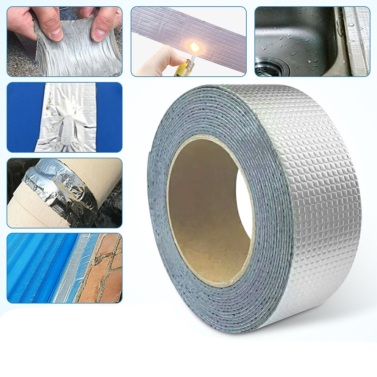 Waterproof Butyl Tape with Aluminum Foil for Cold Weather Sealing, 16.4 ft