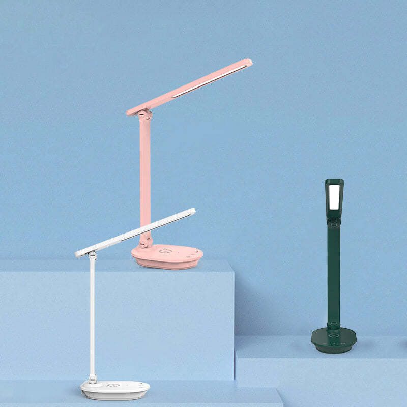 Modern Rechargeable LED Desk Lamp - Double Folding Design in Pink, White, Green