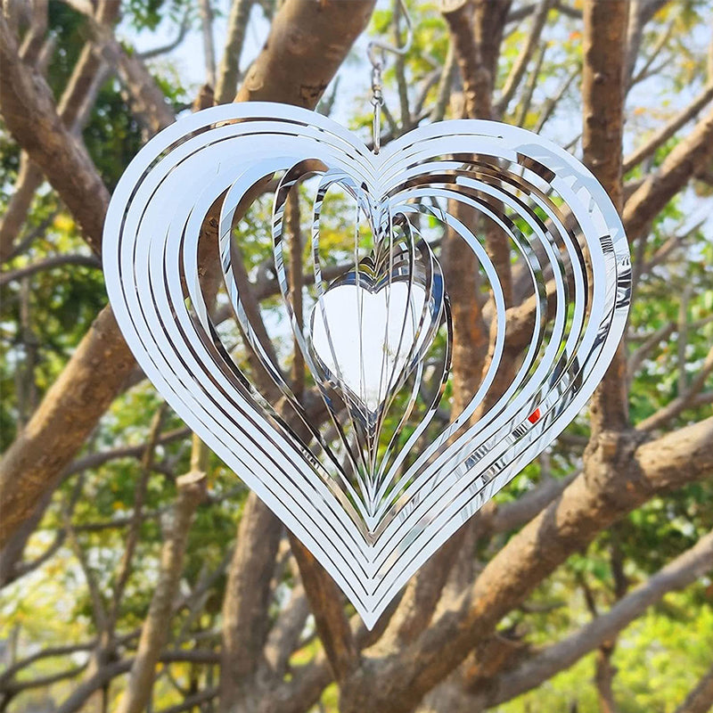 Stainless Steel Heart-Shaped Rotating Wind Spinner