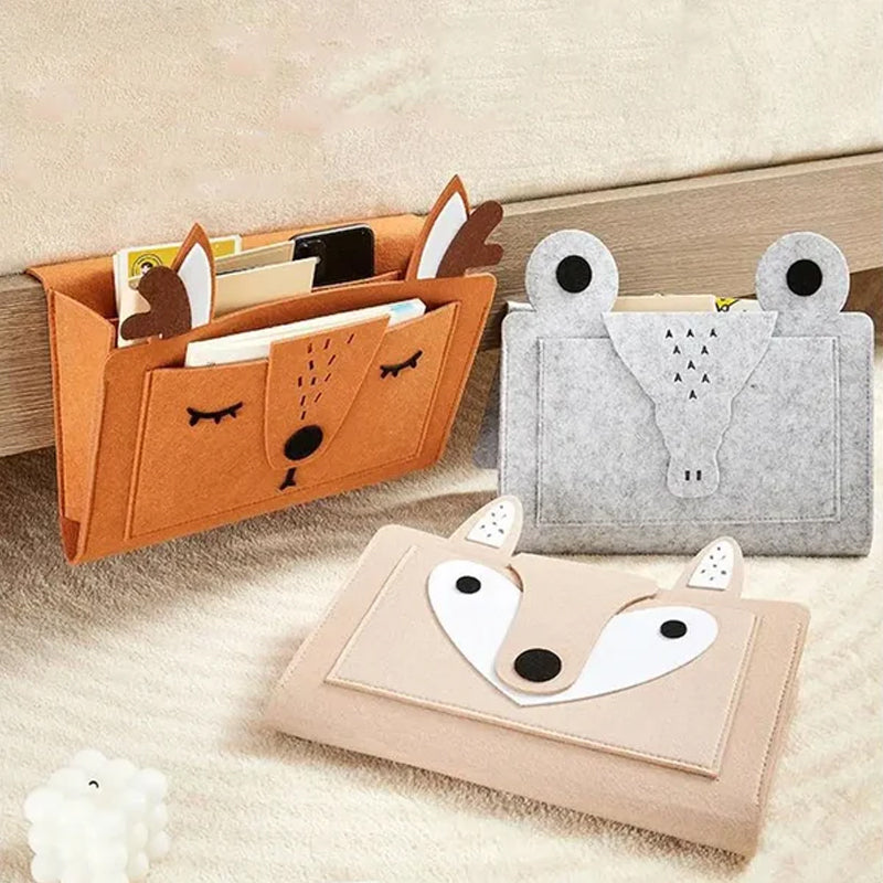 Hanging Felt Nightstand Storage Caddy with Large Pockets