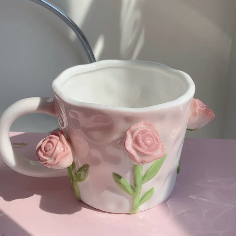Hand-Painted Floral Ceramic Coffee Mug