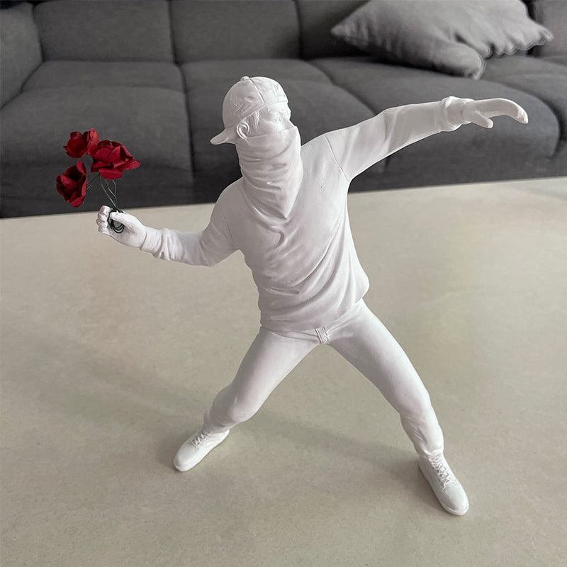 Banksy-Inspired Flower Rioter Resin Ornament