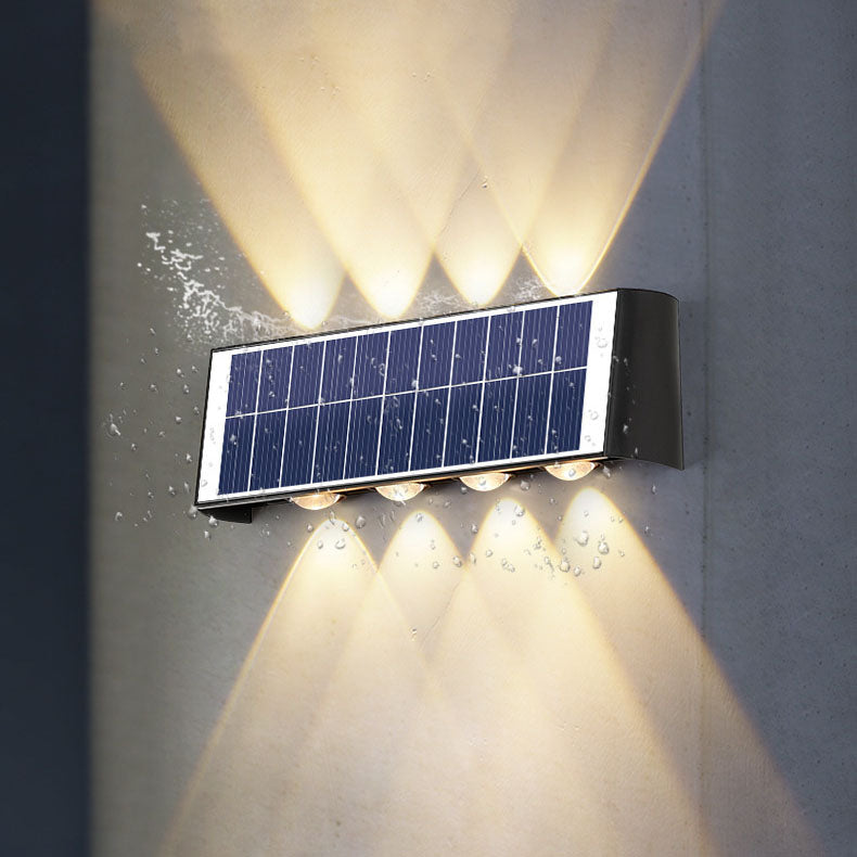 Solar Waterproof LED Wall Light for Outdoor Patio - Modern Rectangular Design