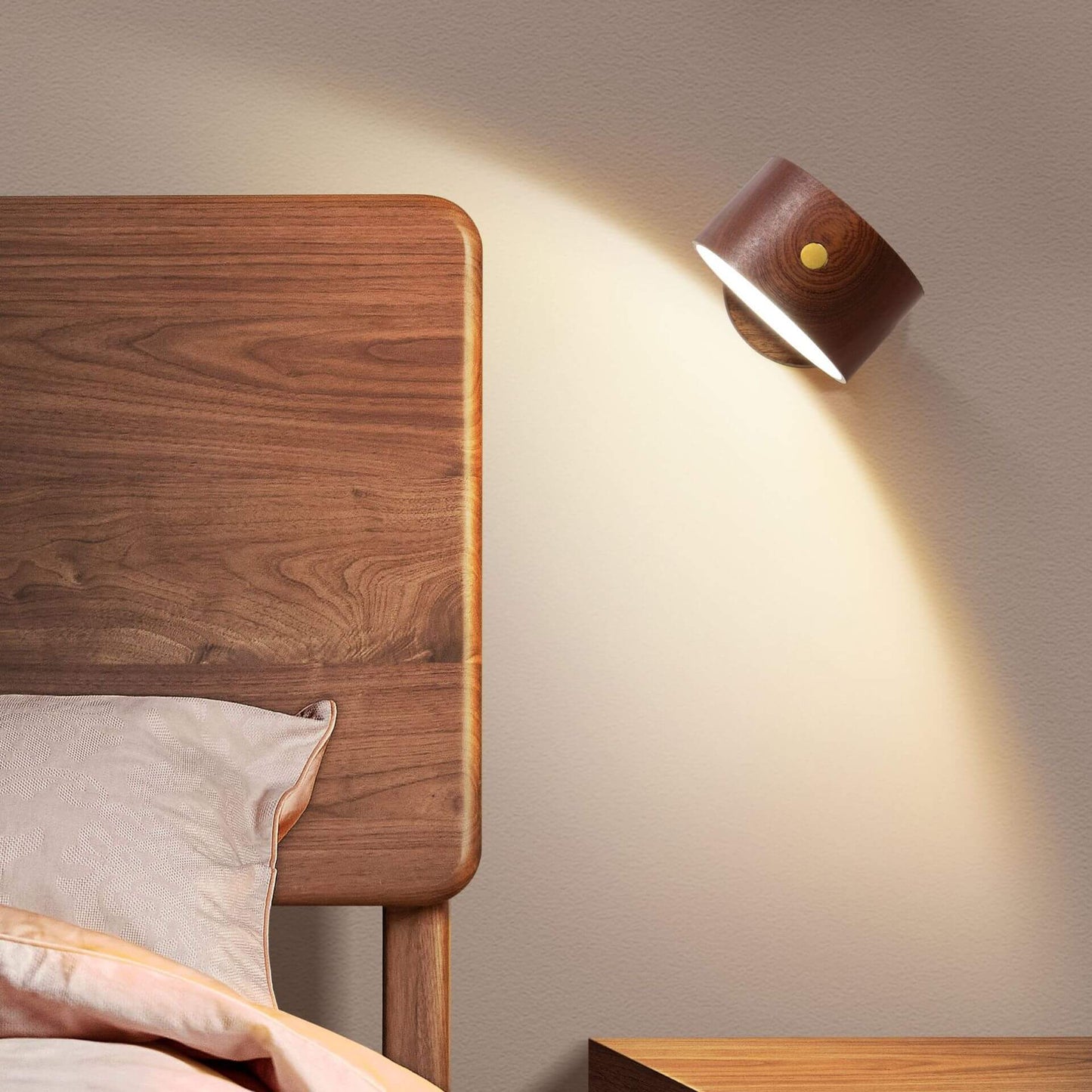 Wood USB Rechargeable Touch Magnet LED Wall Sconce Lamp