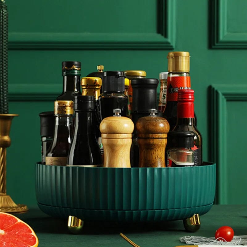 360° Rotating Spice Rack Organizer with Removable Tray