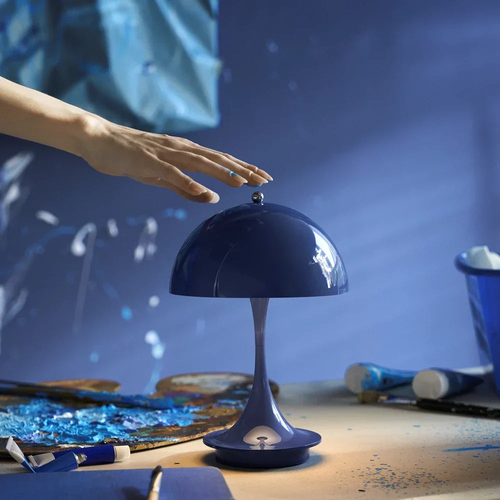 Wireless Rechargeable LED Table Lamp with Dome Shade