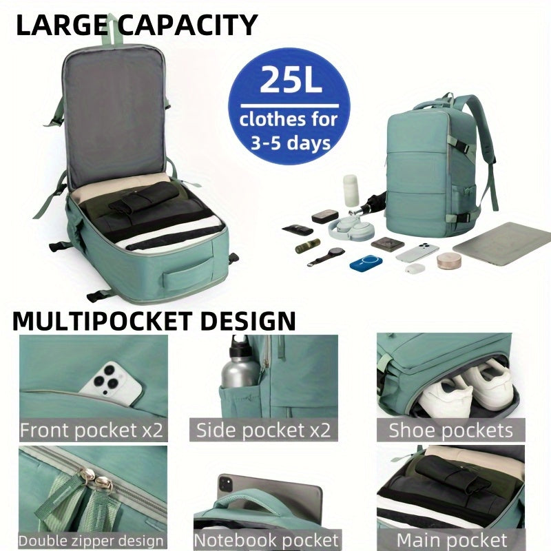 180° Opening Nylon Backpack with Separate Shoe Compartment