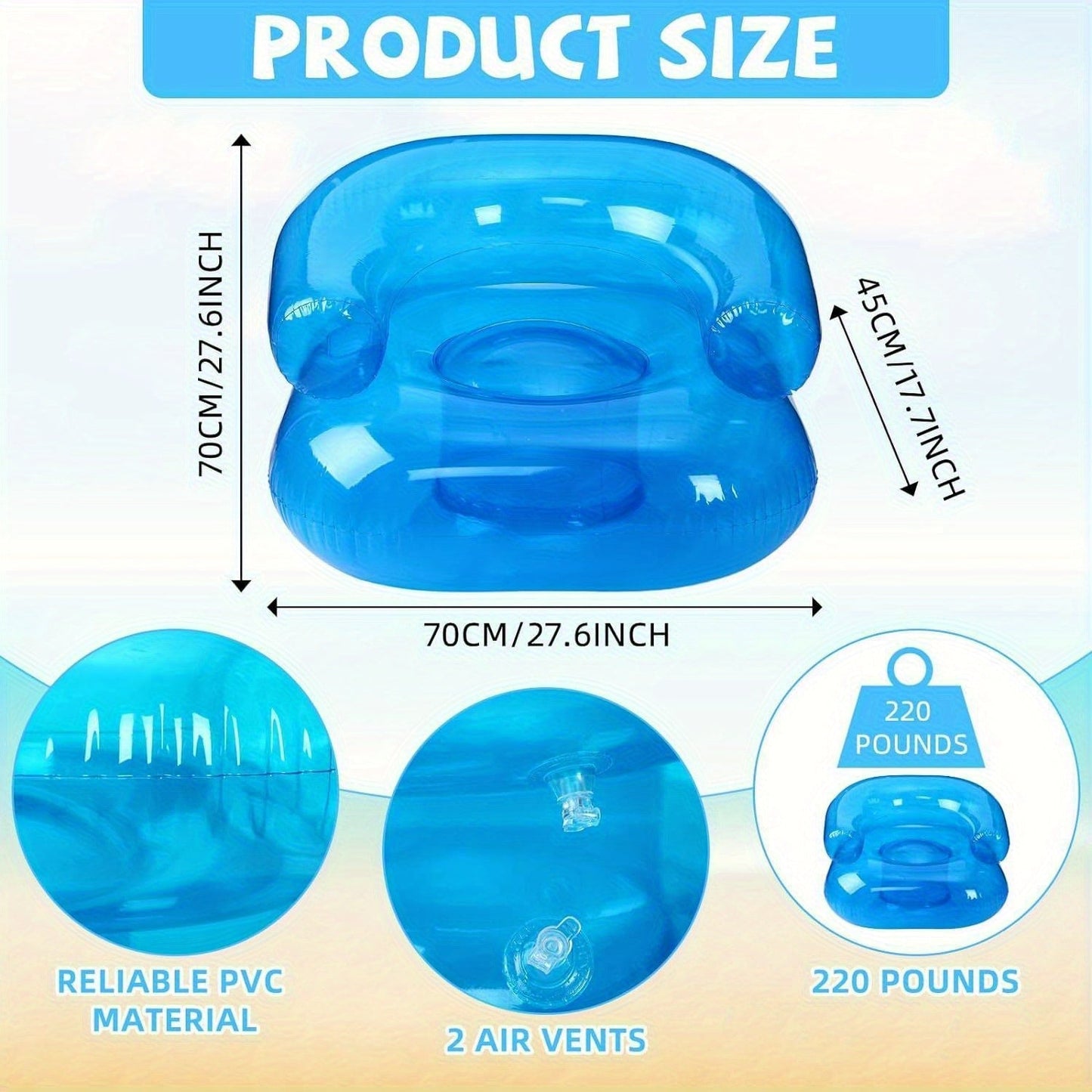Transparent Inflatable Chair for Adults with Comfortable Cushion
