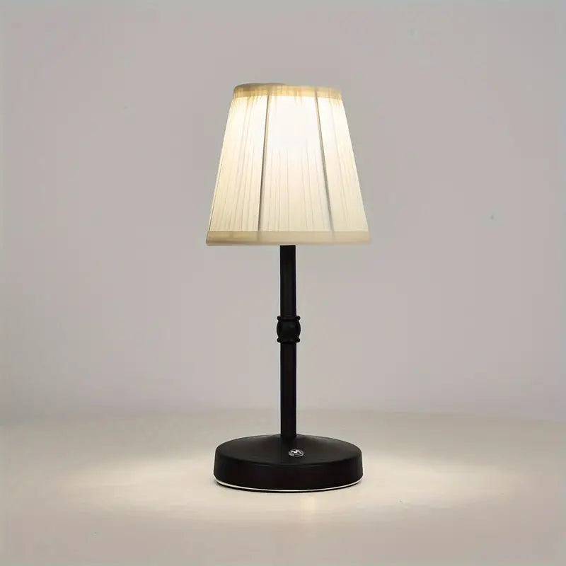 Wireless Rechargeable Table Lamp with Linen Shade and Brass Base