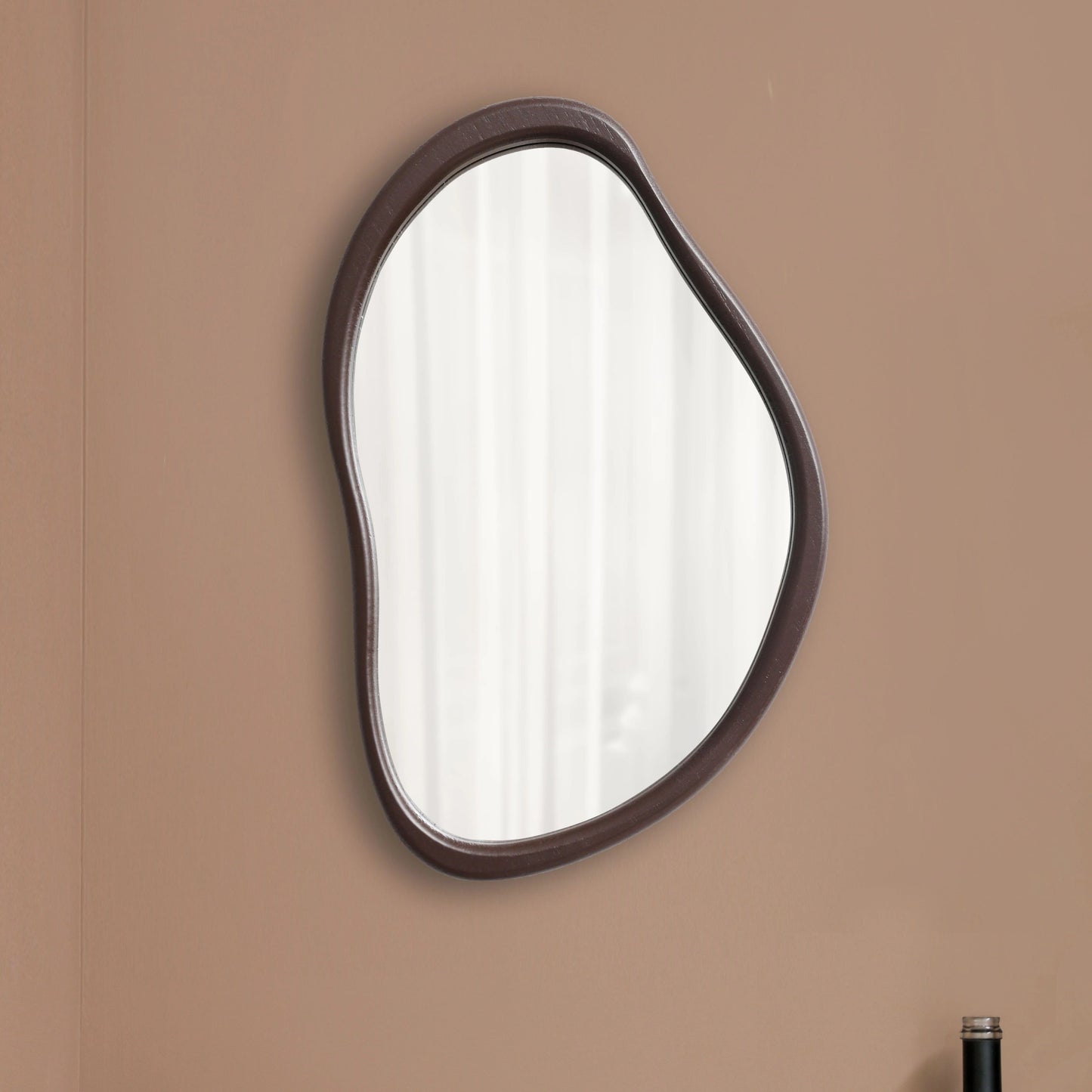 Vintage Irregular Wooden Wall Mirror 15.5 x 9.8 Inch