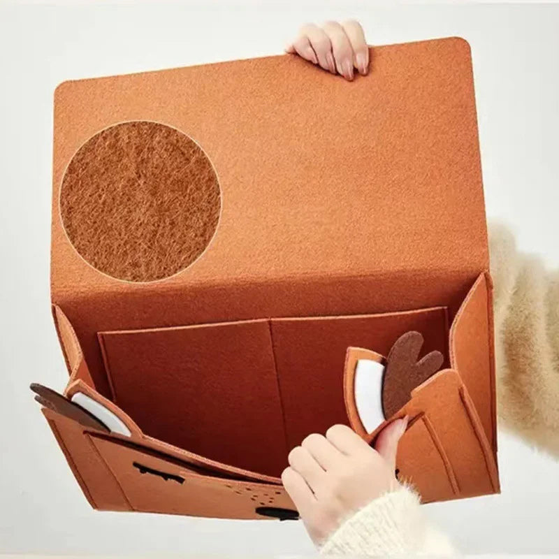 Hanging Felt Nightstand Storage Caddy with Large Pockets