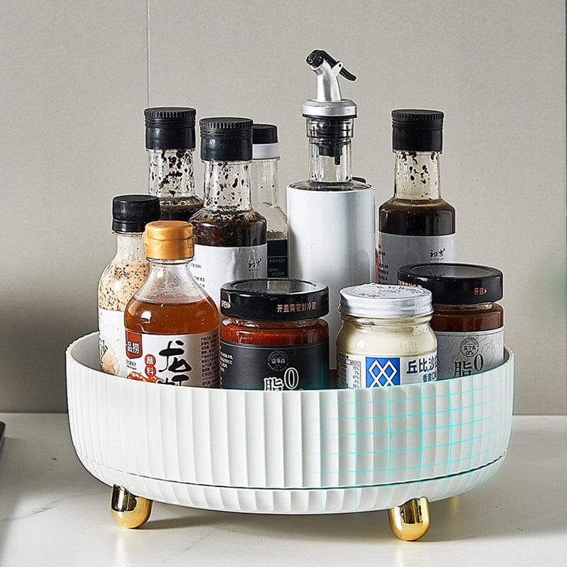 360° Rotating Spice Rack Organizer with Removable Tray