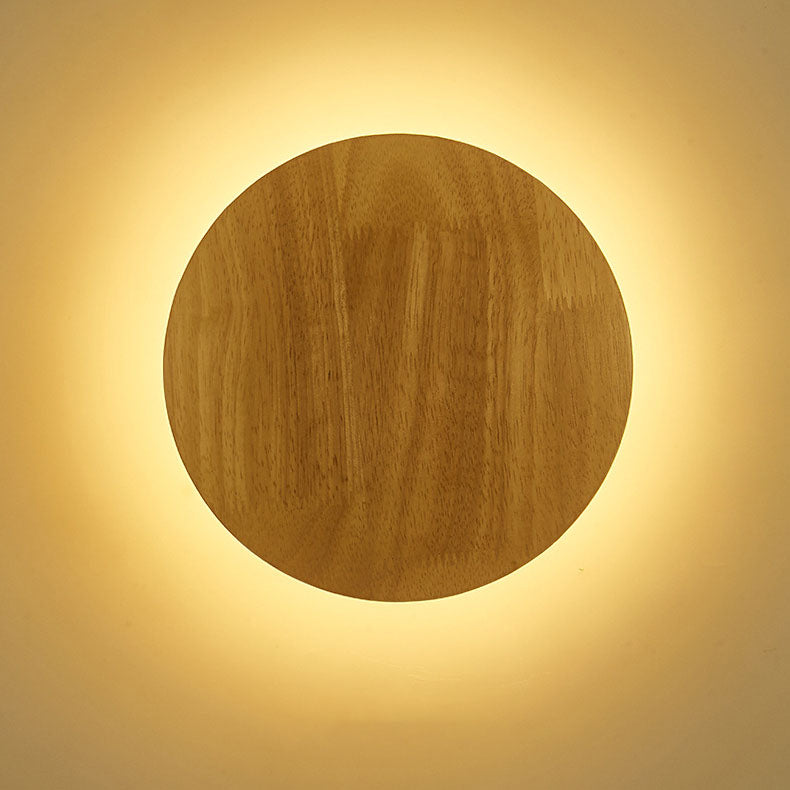 Modern Minimalist Round Oval Wood LED Wall Light Lamp
