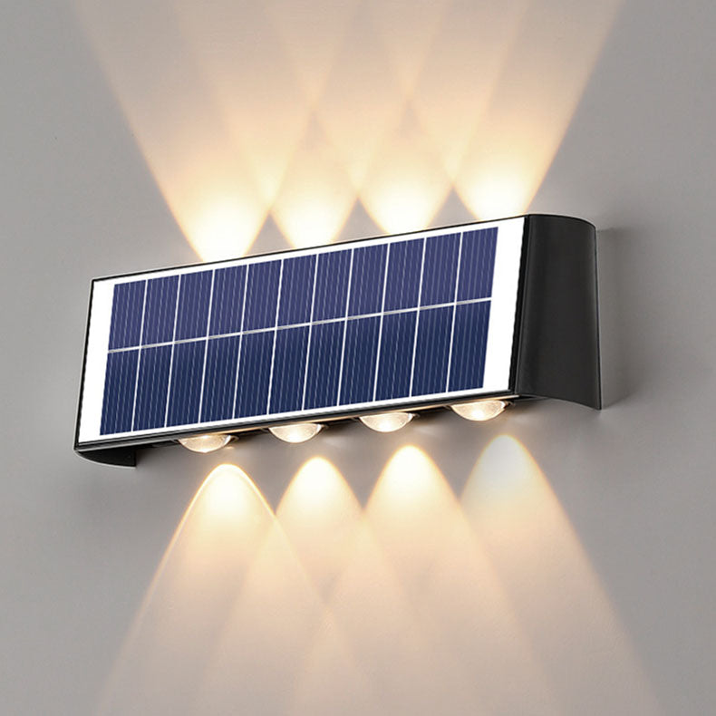 Solar Waterproof LED Wall Light for Outdoor Patio - Modern Rectangular Design