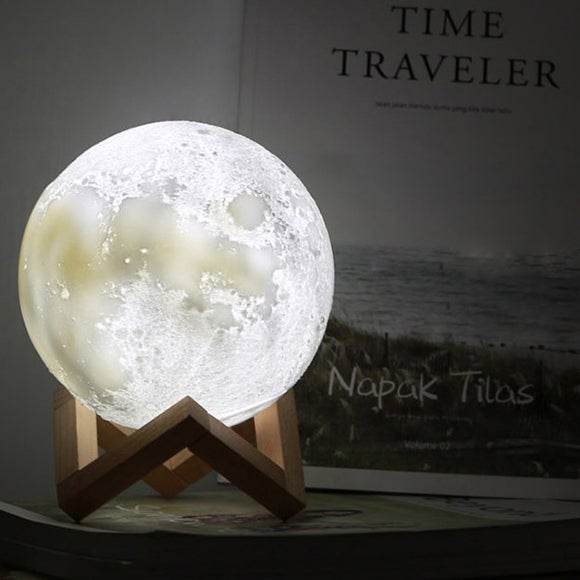 Rechargeable 3D Printed Moon LED Table Lamp
