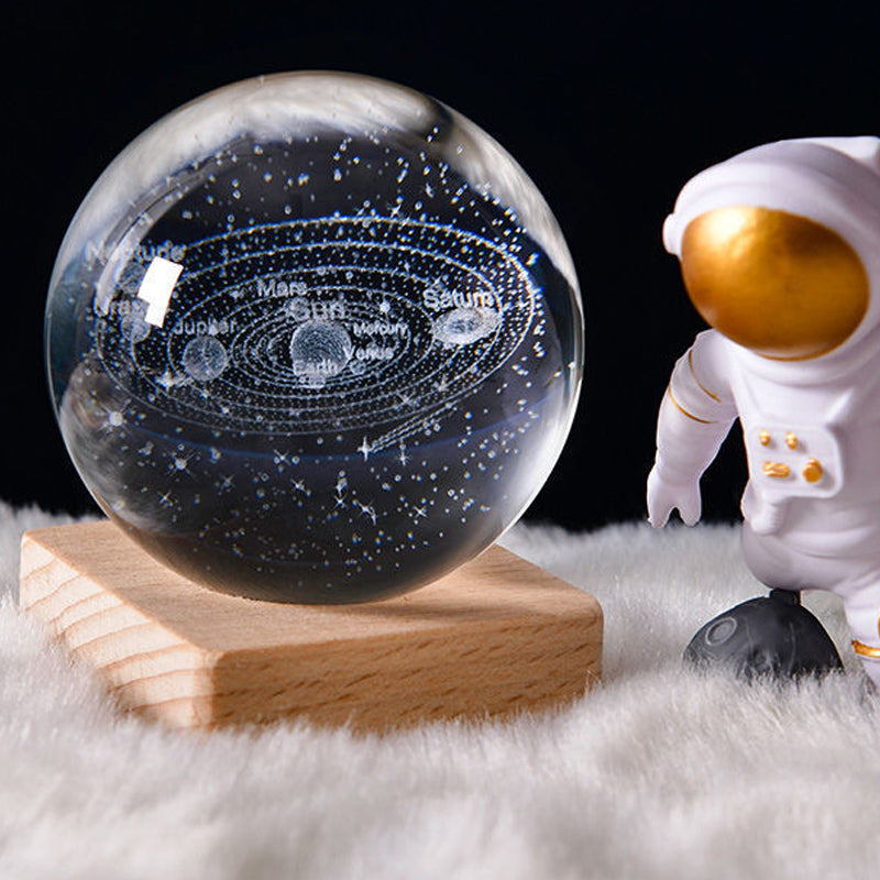 3D Galaxy Crystal Ball Night Light with LED Base