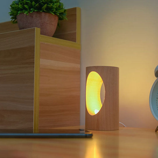 Wooden Rectangular LED Table Lamp with USB Power