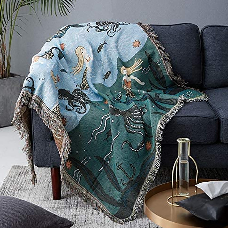 Mermaid Sofa Cover with Artistic Fringes