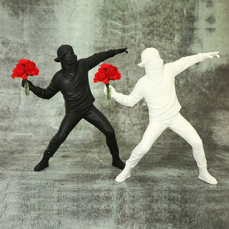 Banksy-Inspired Flower Rioter Resin Ornament
