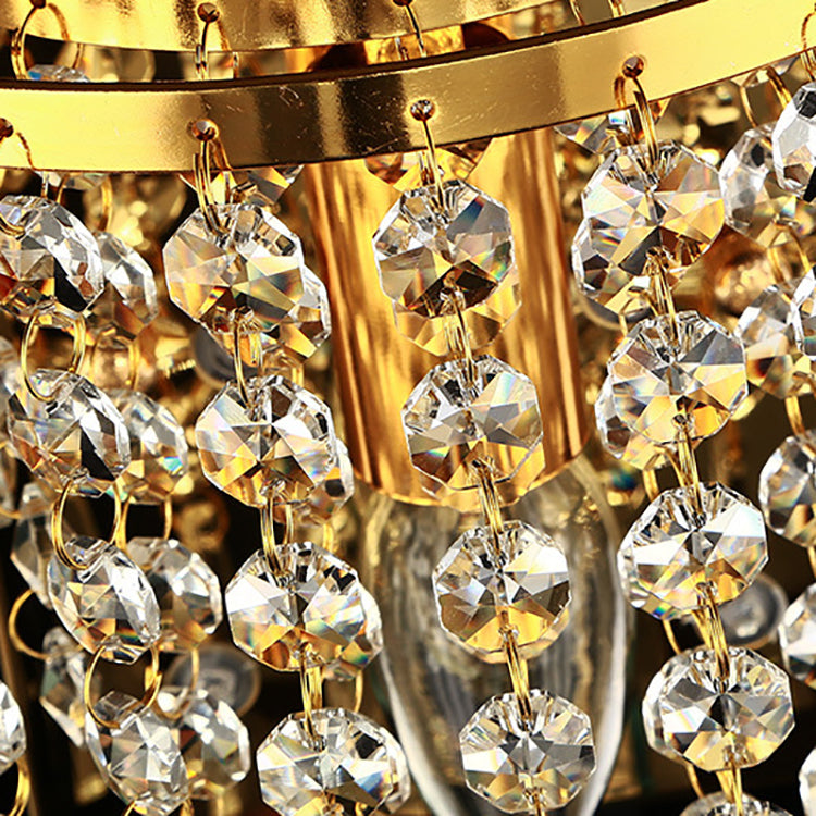 Modern Luxury Octagonal Crystal Wall Sconce Lamp in Gold or Silver