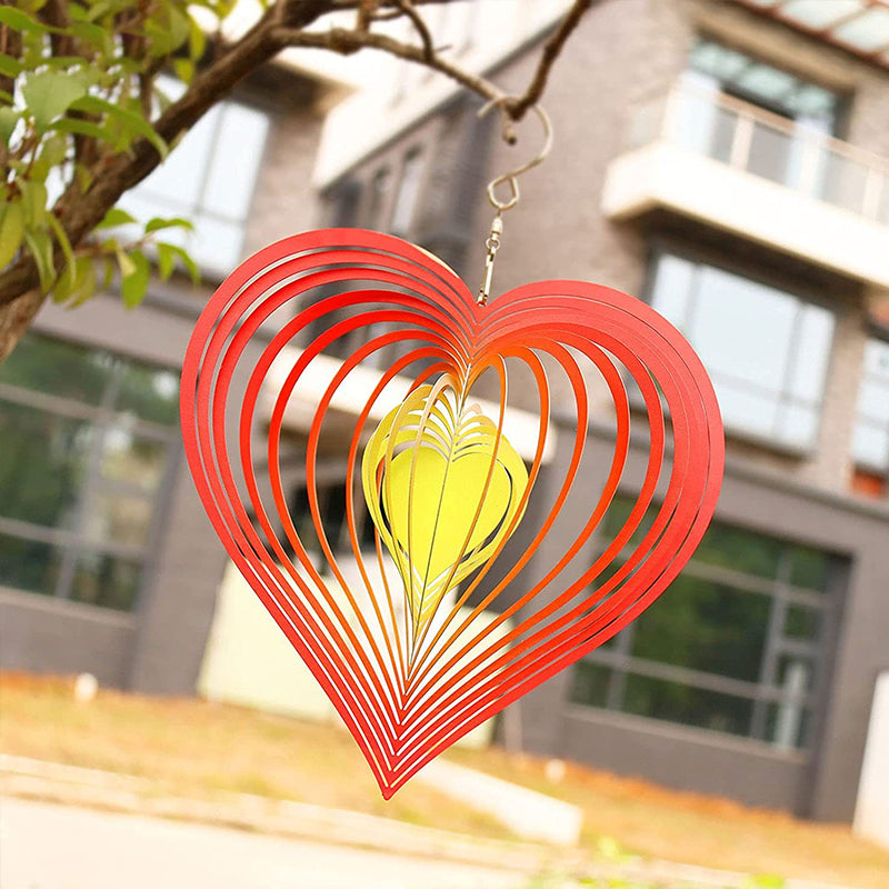 Stainless Steel Heart-Shaped Rotating Wind Spinner