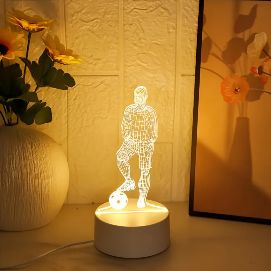 3D Soccer Player LED Table Lamp with USB Power