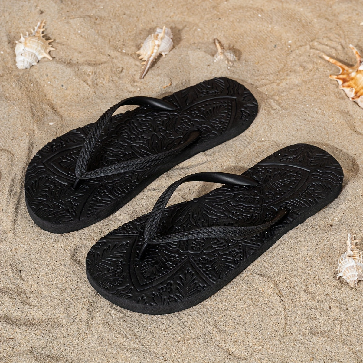 Lightweight Slip-On Women's Slippers with Embossed Leaf Pattern