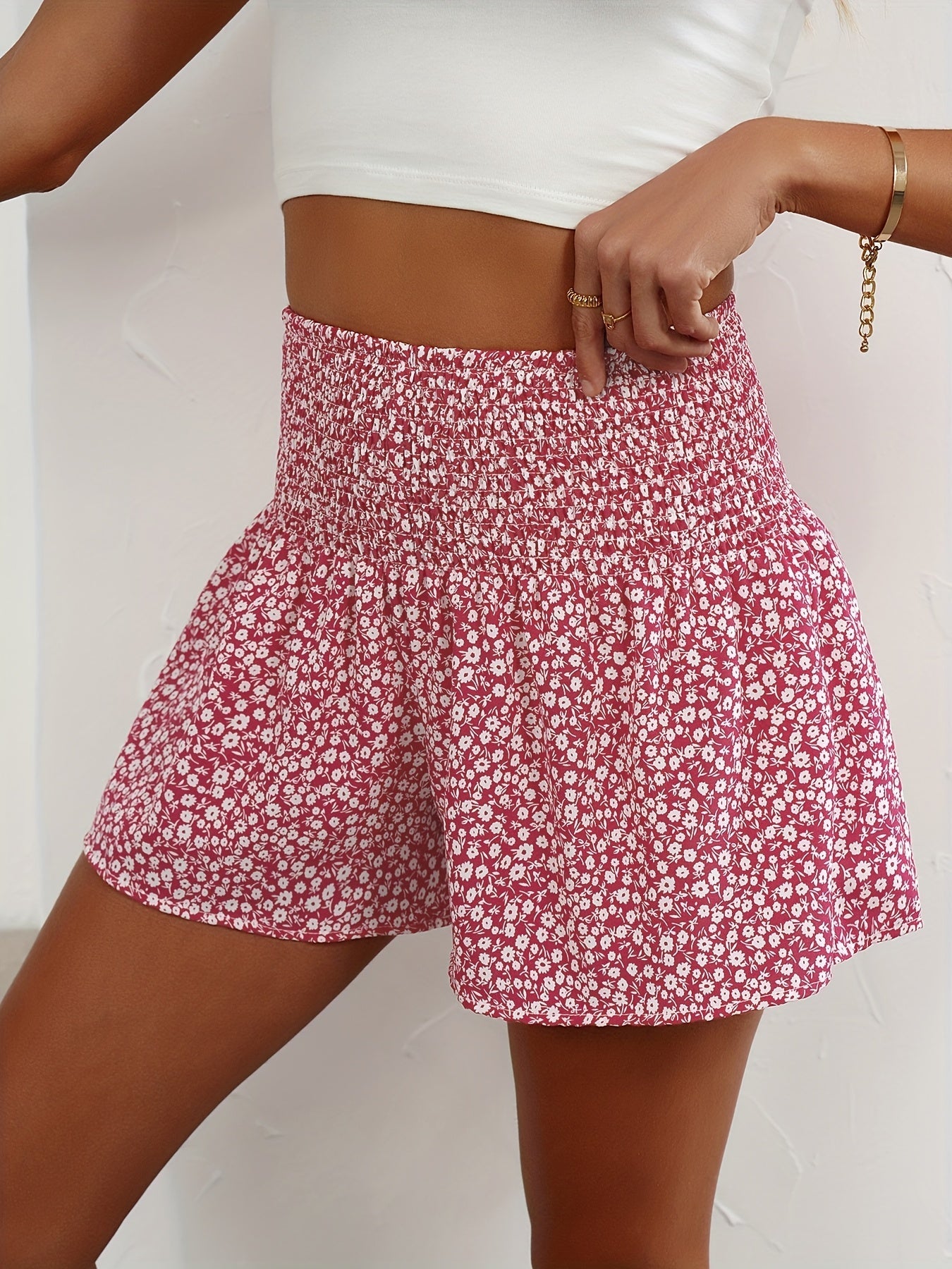 Lightweight Floral Women's Summer Shorts with Elastic Waistband