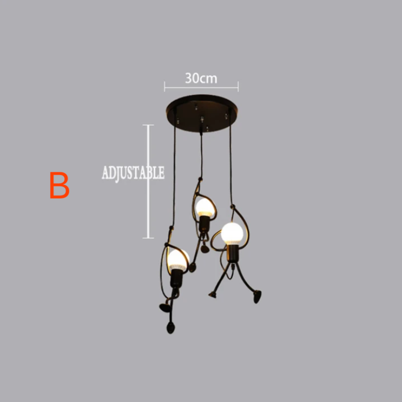 Retro Iron Man Pendant Light with Adjustable Length