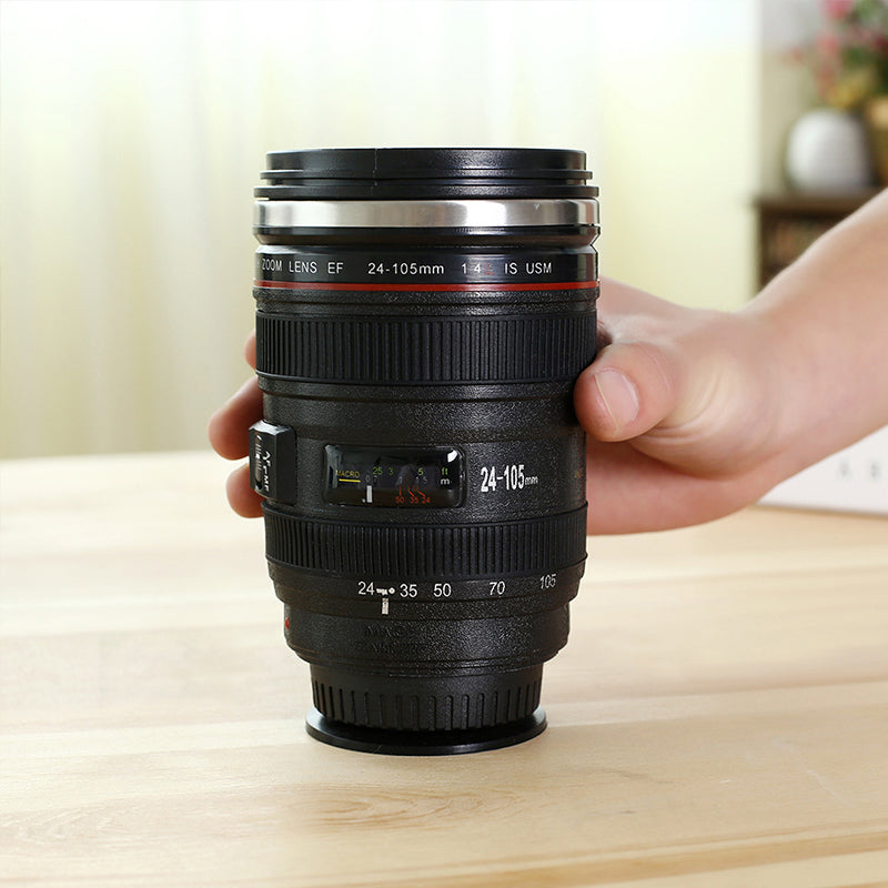 Camera Lens Coffee Mug Insulated Travel Cup for Photographers
