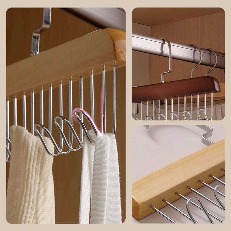 360-Degree Rotating Wooden Multi Dress Hanger with 8 Hooks