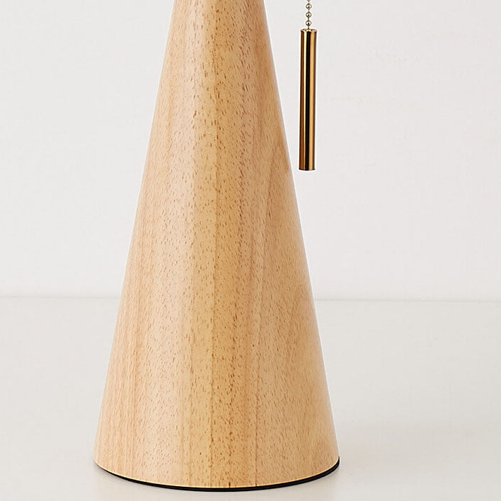 Japanese Minimalist Pleated Table Lamp with Wood Base