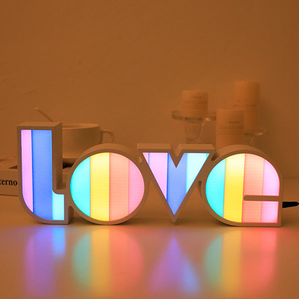 Art Deco Waterproof LED Table Lamp with LOVE Letters