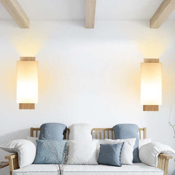 Modern Minimalist Solid Wood and Glass Wall Sconce Lamp