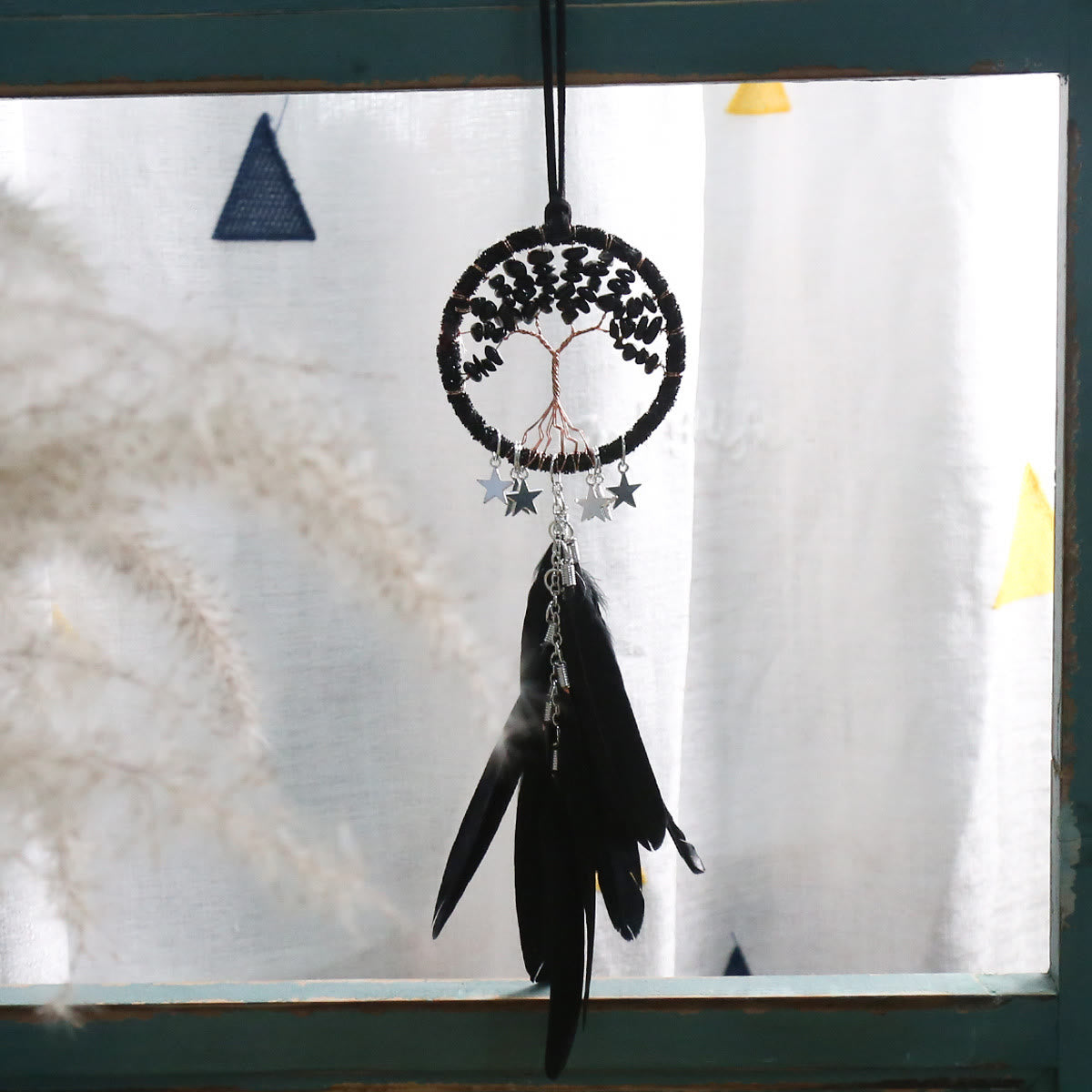 Tree of Life Gemstone Dreamcatcher with Natural Crystals