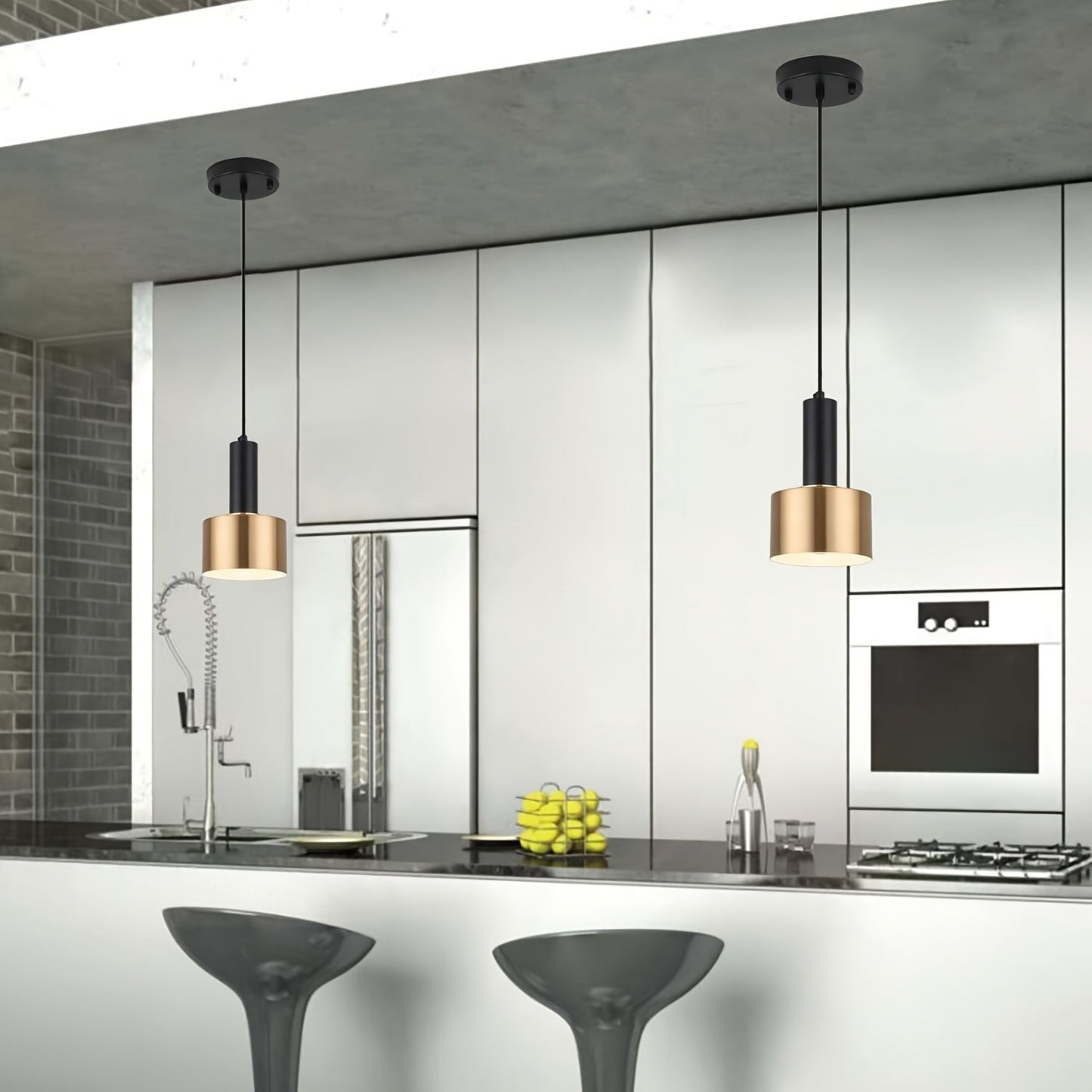 Modern Black and Gold Adjustable Pendant Light E27 Fixture