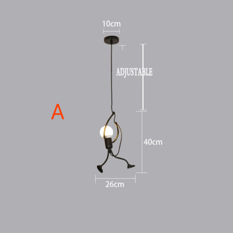 Retro Iron Man Pendant Light with Adjustable Length