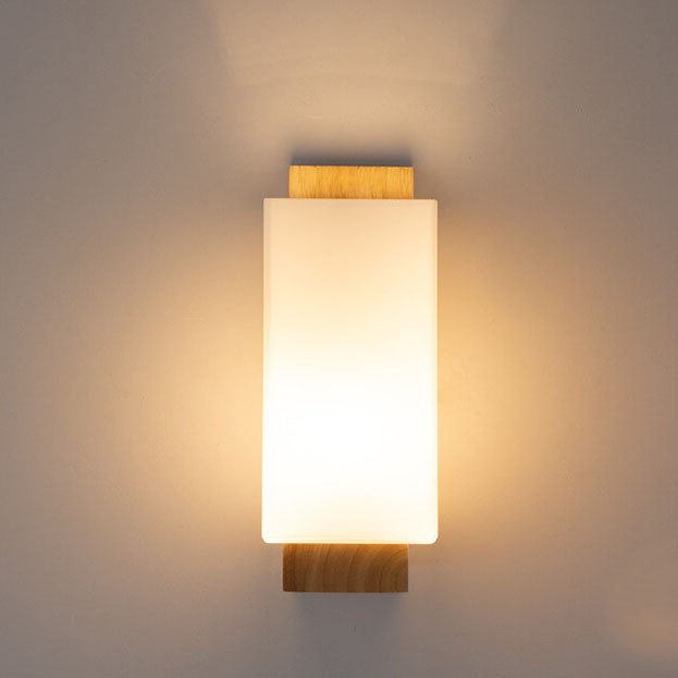 Modern Minimalist Solid Wood and Glass Wall Sconce Lamp
