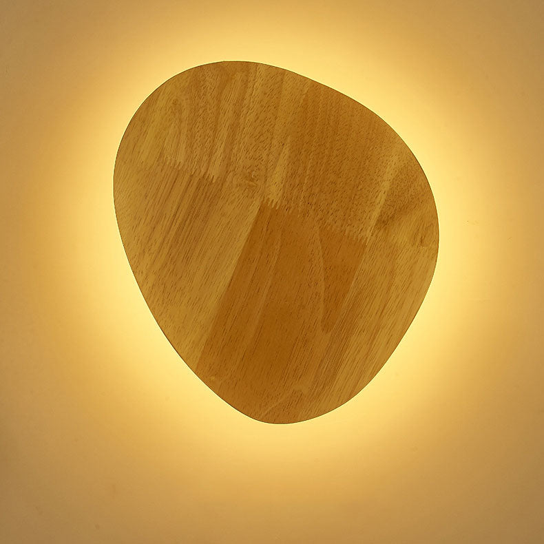 Modern Minimalist Round Oval Wood LED Wall Light Lamp