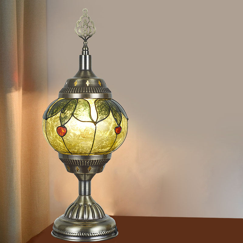 Tiffany Inspired Multicolored Oval Table Lamp
