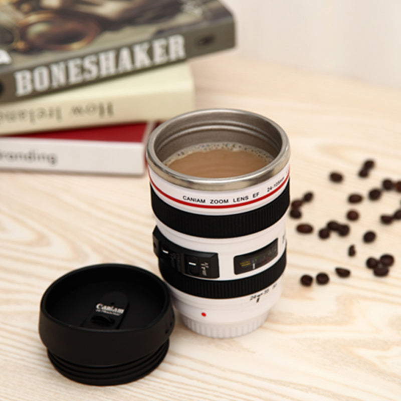 Camera Lens Coffee Mug Insulated Travel Cup for Photographers