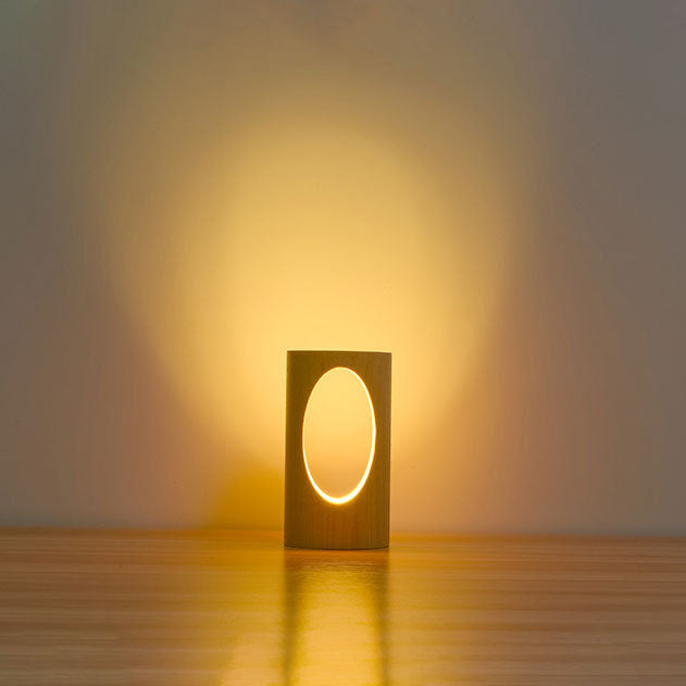 Wooden Rectangular LED Table Lamp with USB Power
