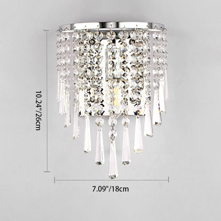 Modern Luxury Octagonal Crystal Wall Sconce Lamp in Gold or Silver