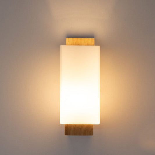 Modern Minimalist Solid Wood and Glass Wall Sconce Lamp