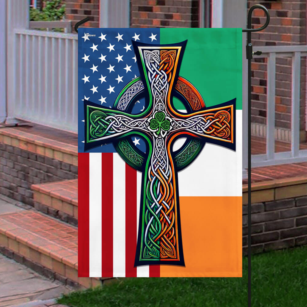Irish Celtic Knot Cross St. Patrick's Day Flag - Custom Handcrafted Decor