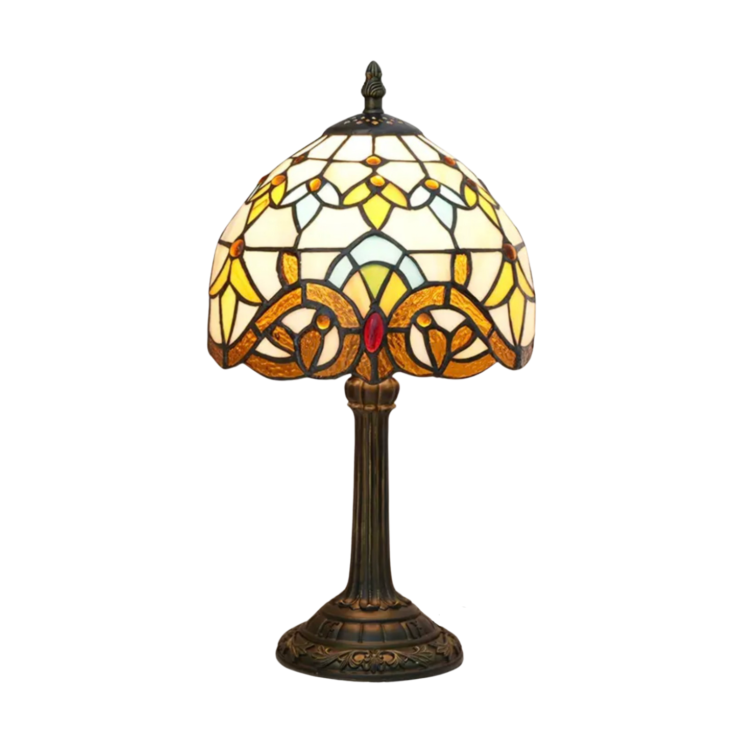 Tiffany-Style Stained Glass Table Lamp with LED Light