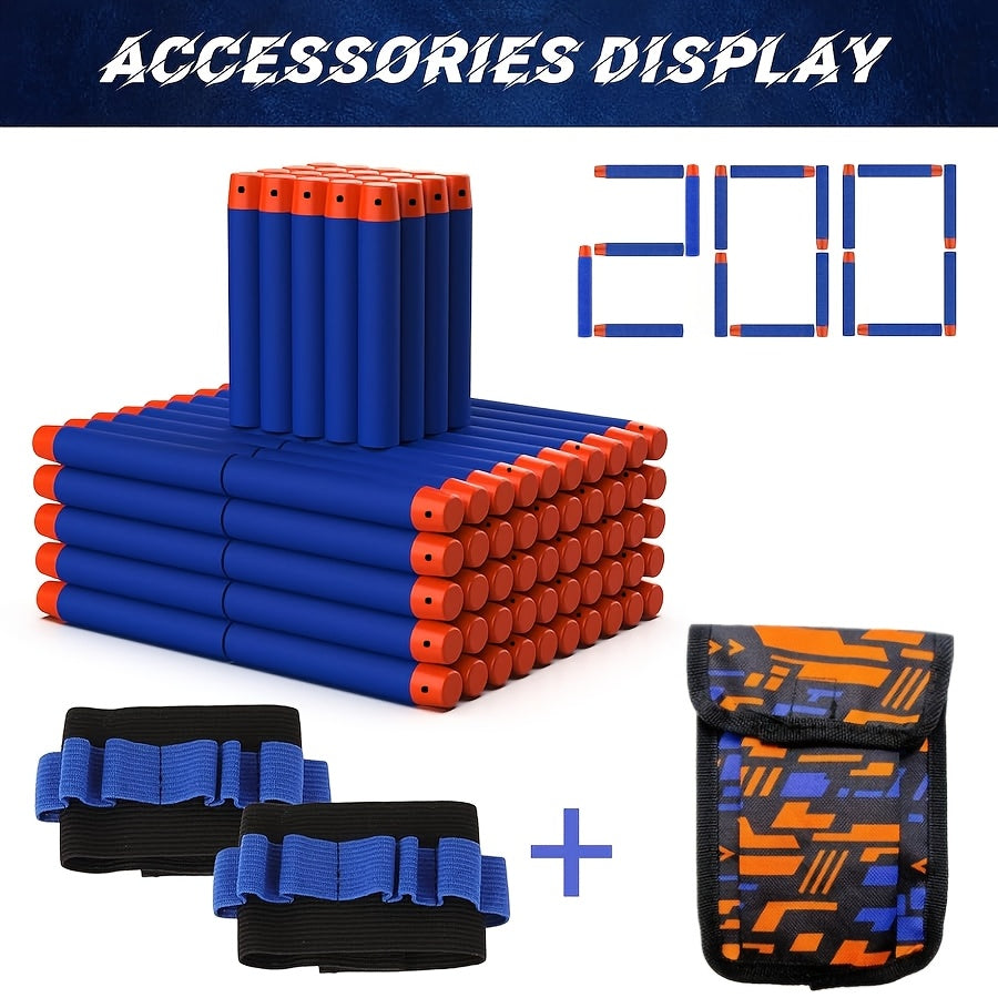 200 Soft Foam Darts for Nerf Blasters with Wrist Straps and Storage Bag
