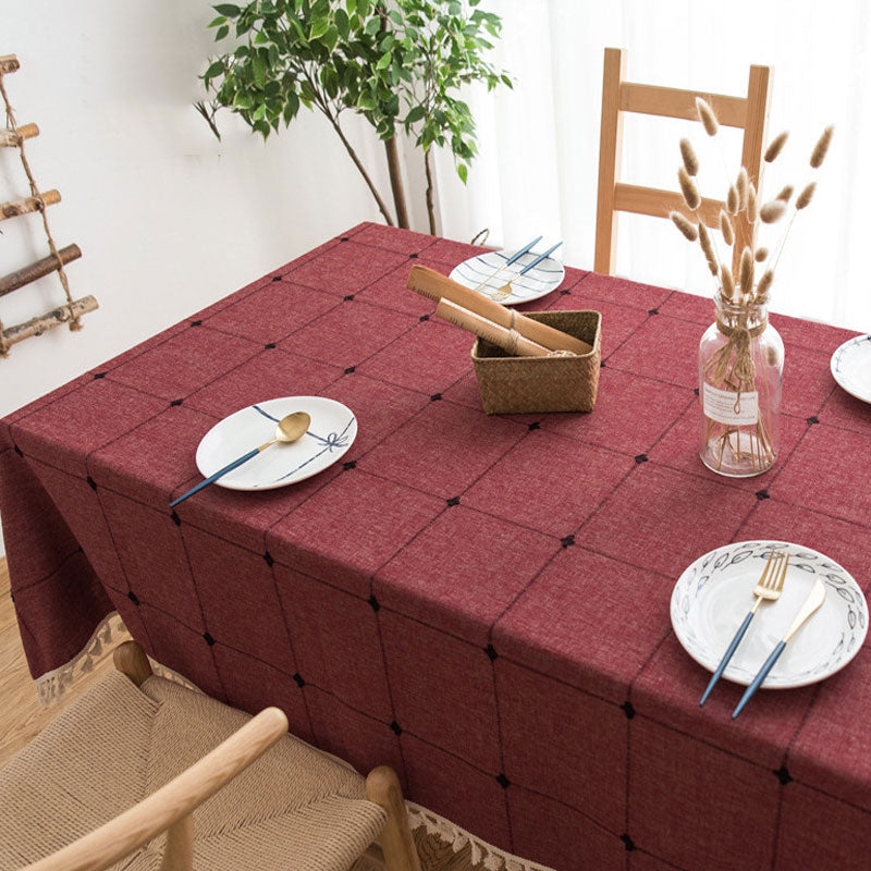 Waterproof Cotton Linen Rectangular Tablecloth - Stain Resistant, Wrinkle-Free for Dining and Events